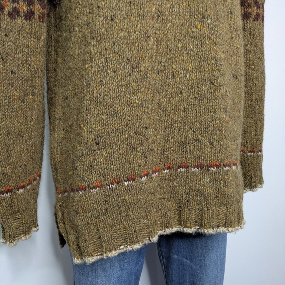 Dyed In The Wool Brown Tan 100% Wool Sweater Made In Ireland L/XL - Picture 3 of 9
